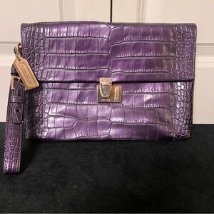 Coach Luxurious Purple Croc-Embossed Wristlet